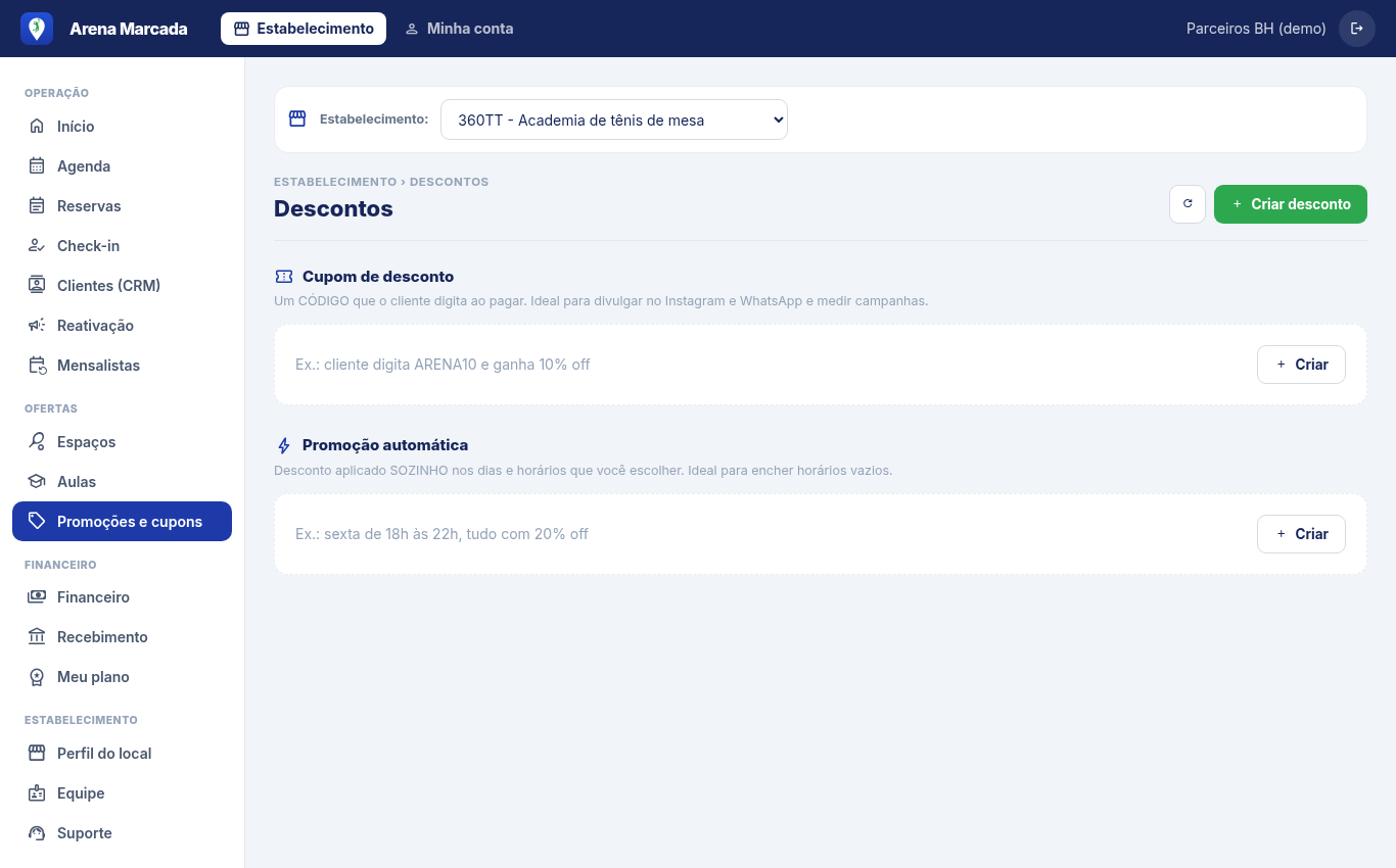 Descontos: cupons e promoções