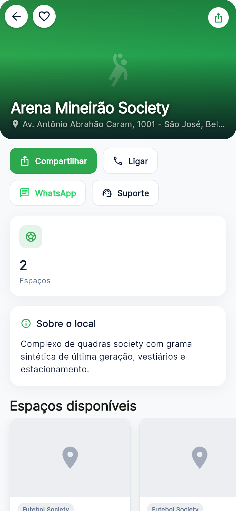 Página do estabelecimento